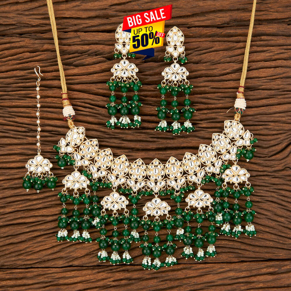 Indo Western Beads Necklace With Gold Plating 109135