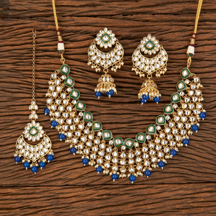 Indo Western Beads Necklace With Gold Plating 109149