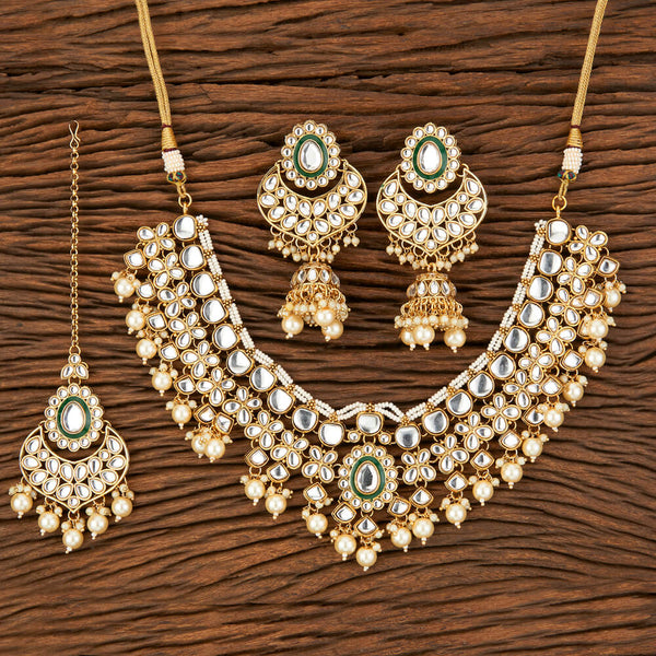 Indo Western Beads Necklace With Gold Plating 109150