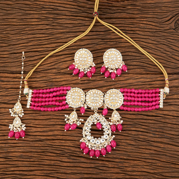 Indo Western Beads Necklace With Gold Plating 109171