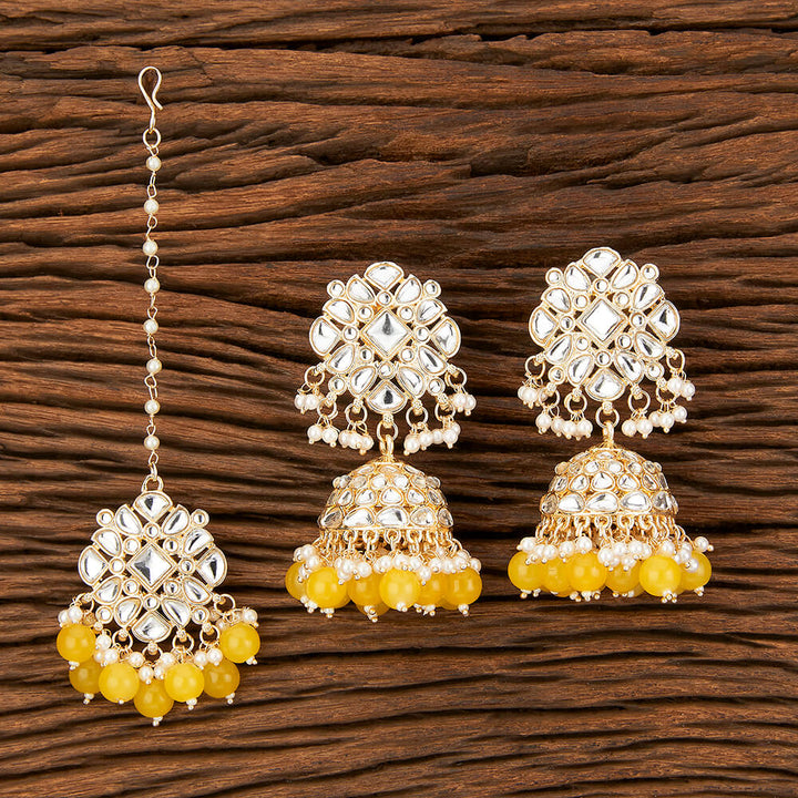 Indo Western Classic Earring Tikka With Gold Plating 109172