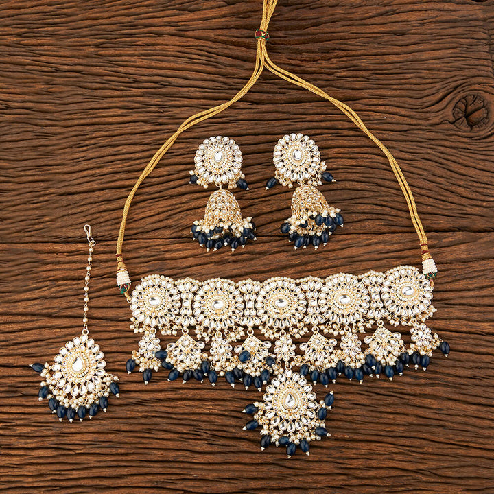 Indo Western Beads Necklace With Gold Plating 109191