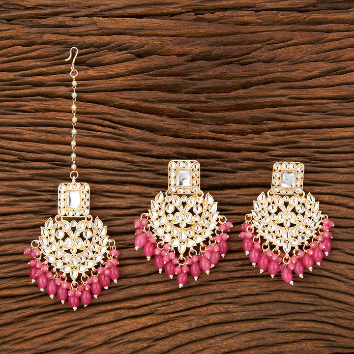 Indo Western Beads Earring Tikka With Gold Plating 109215