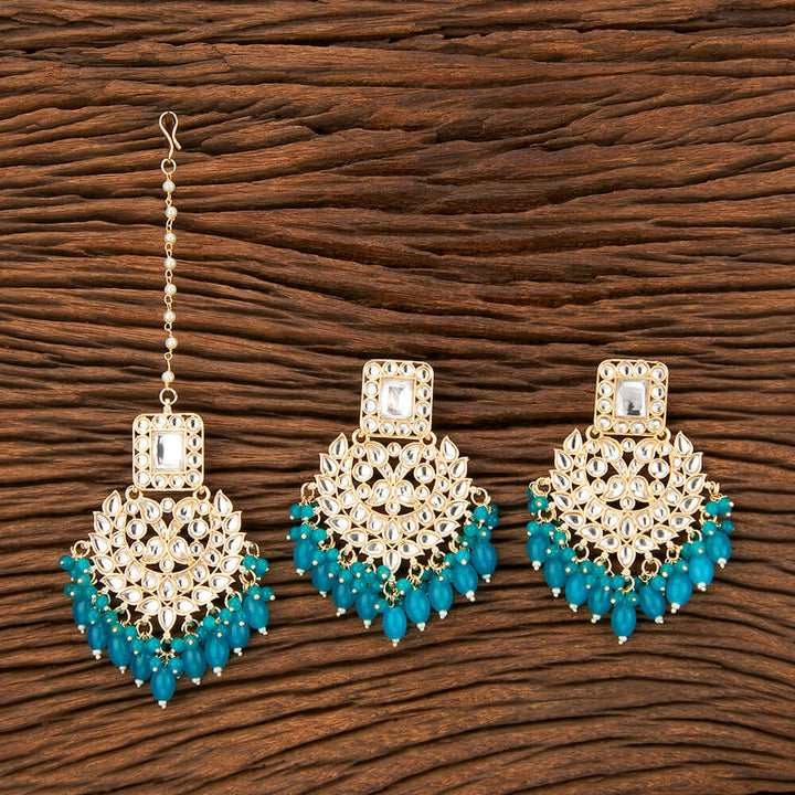 Indo Western Beads Earring Tikka With Gold Plating 109215