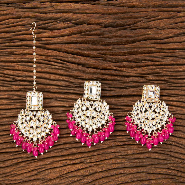 Indo Western Beads Earring Tikka With Gold Plating 109215