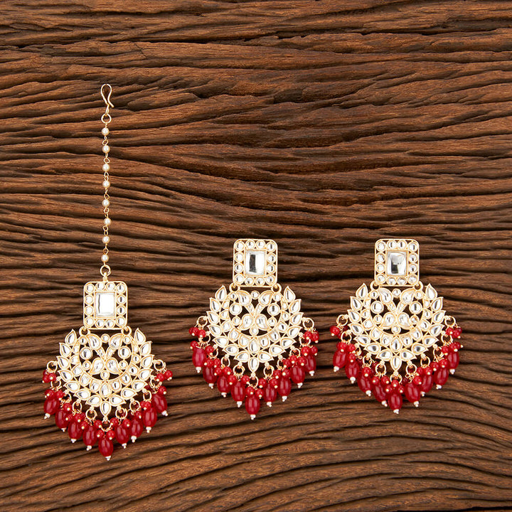 Indo Western Beads Earring Tikka With Gold Plating 109215