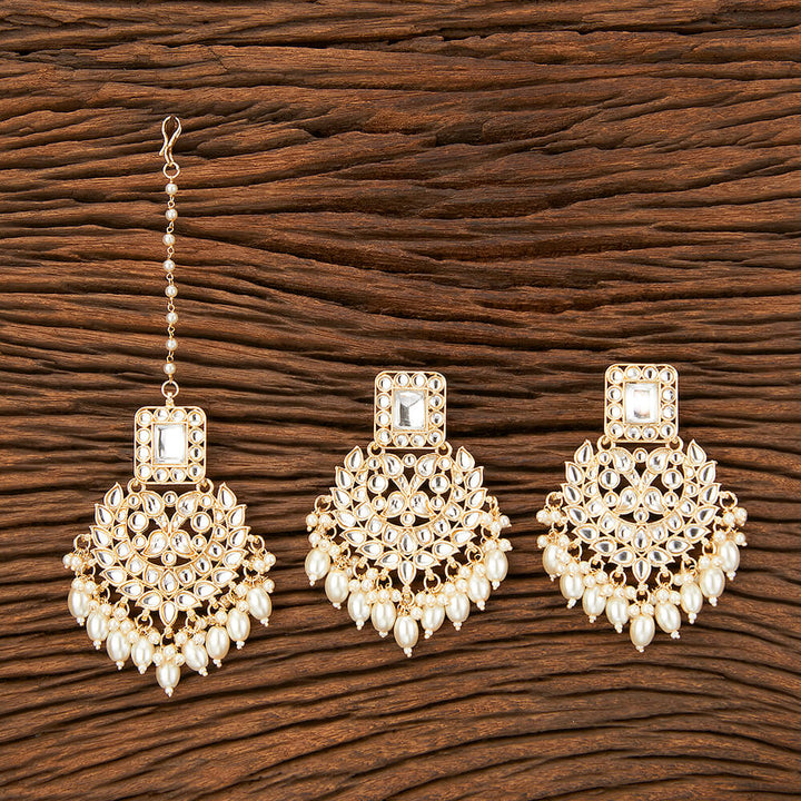 Indo Western Beads Earring Tikka With Gold Plating 109215