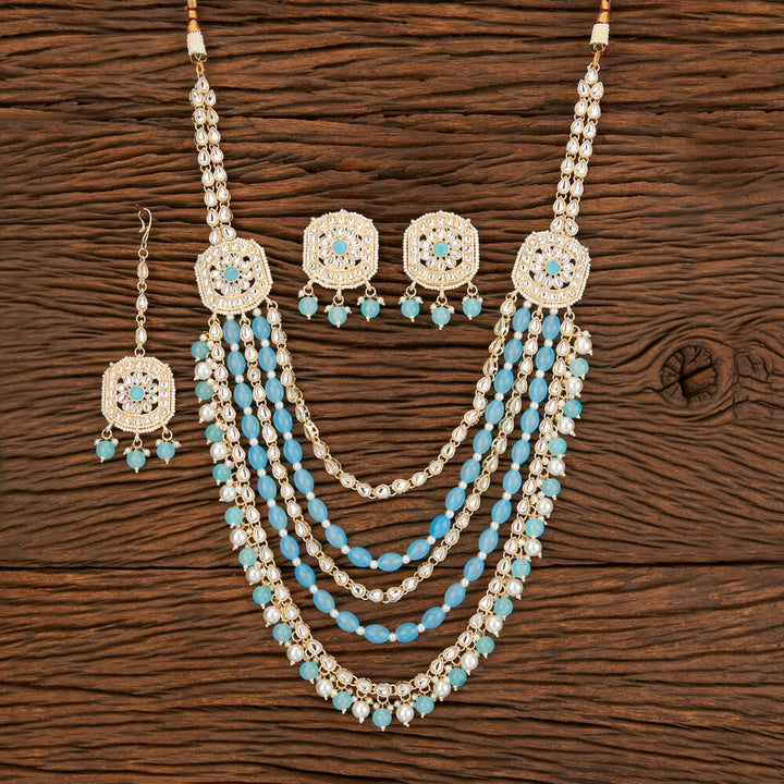 Indo Western Beads Necklace With Gold Plating 109269