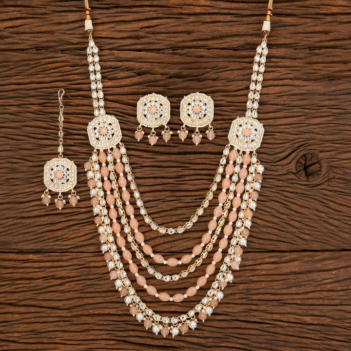 Indo Western Beads Necklace With Gold Plating 109269