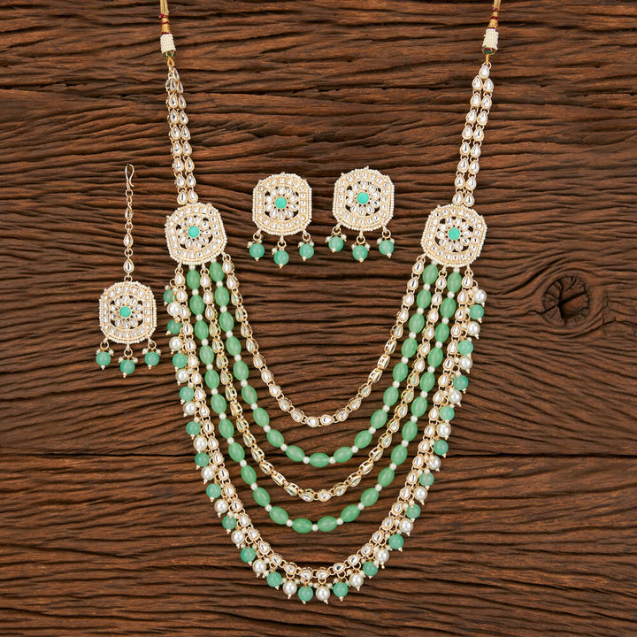 Indo Western Beads Necklace With Gold Plating 109269