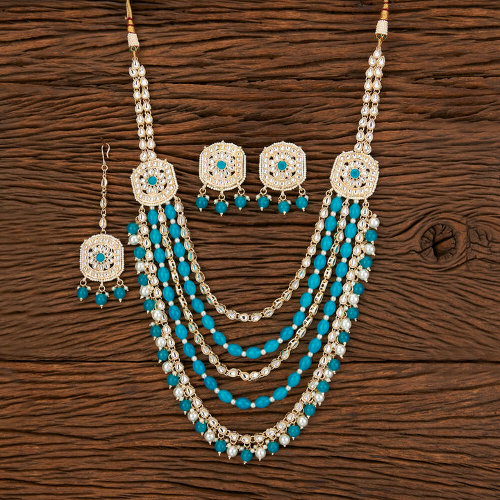 Indo Western Beads Necklace With Gold Plating 109269