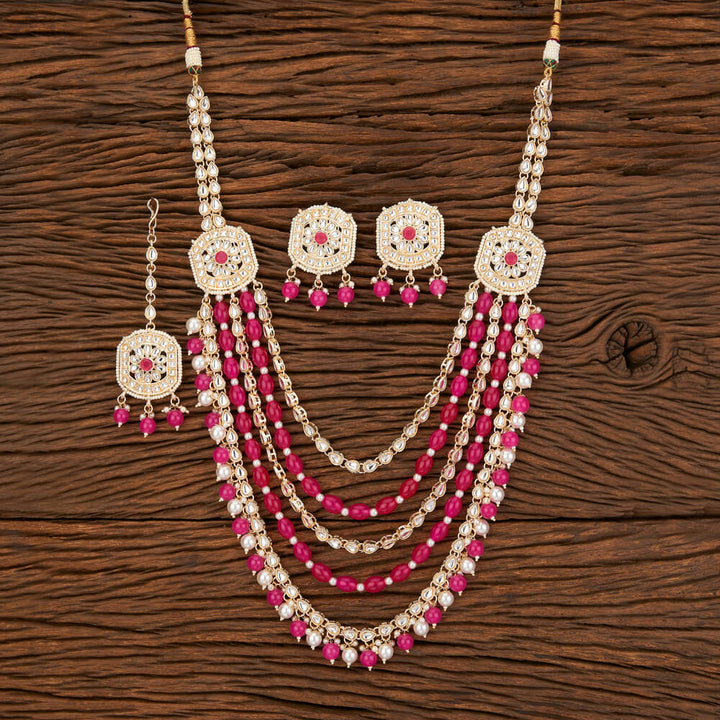 Indo Western Beads Necklace With Gold Plating 109269