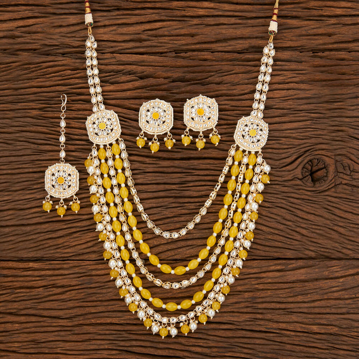 Indo Western Beads Necklace With Gold Plating 109269