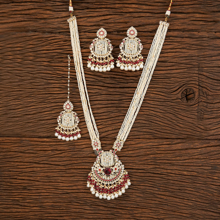 Indo Western Long Necklace With Gold Plating 109279