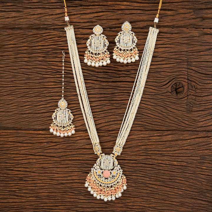 Indo Western Long Necklace With Gold Plating 109279