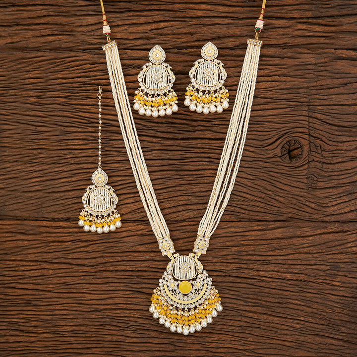 Indo Western Long Necklace With Gold Plating 109279