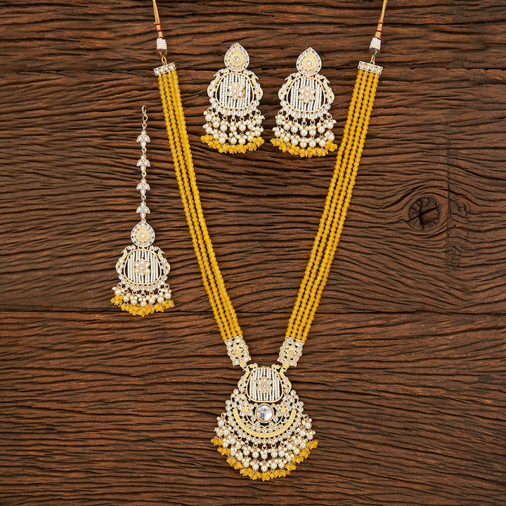 Indo Western Long Necklace With Gold Plating 109281