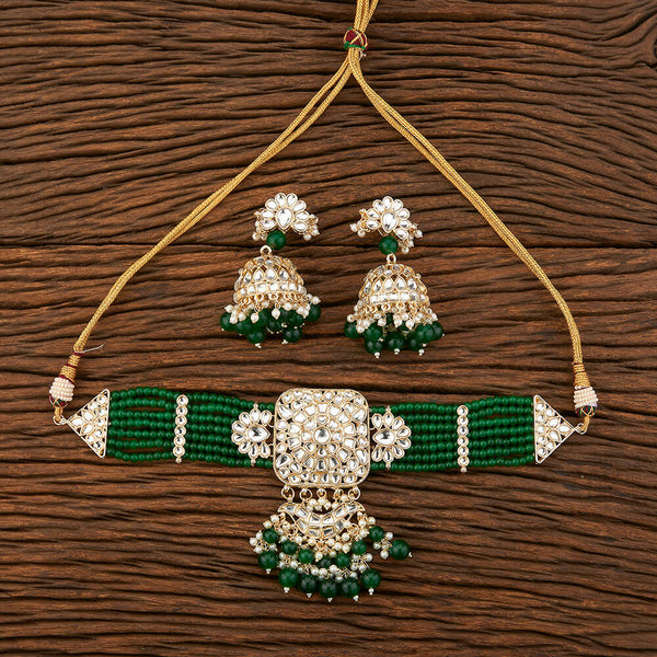 Indo Western Beads Necklace With Gold Plating 109302