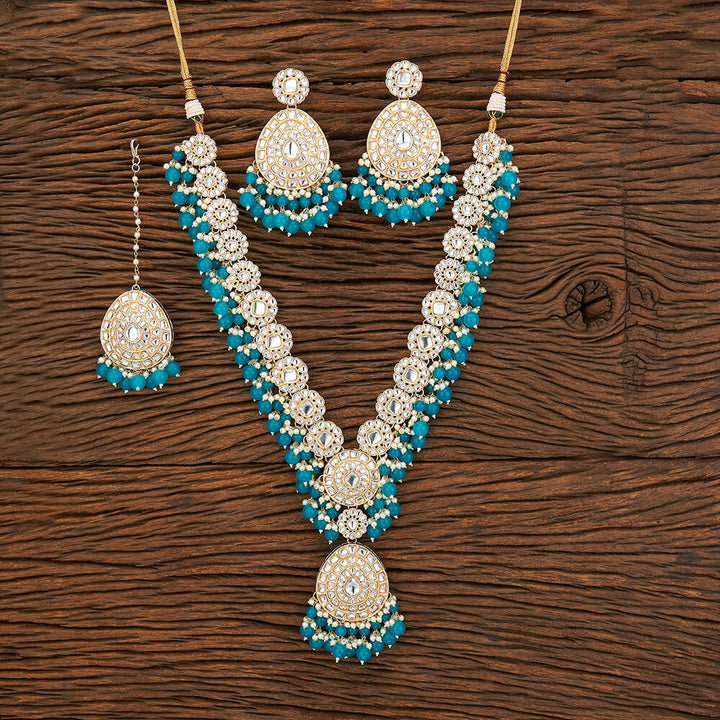 Indo Western Beads Necklace With Gold Plating 109314