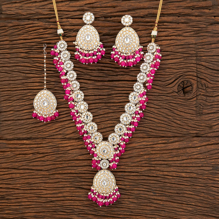 Indo Western Beads Necklace With Gold Plating 109314