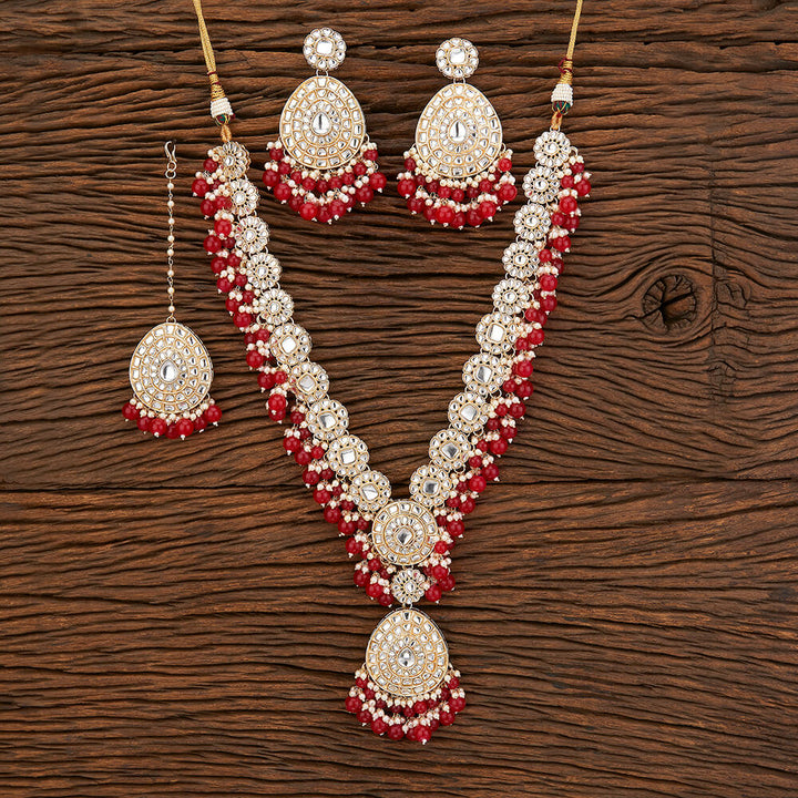 Indo Western Beads Necklace With Gold Plating 109314