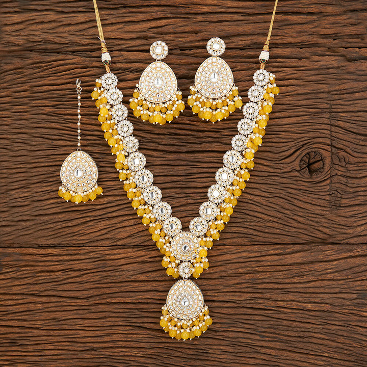 Indo Western Beads Necklace With Gold Plating 109314