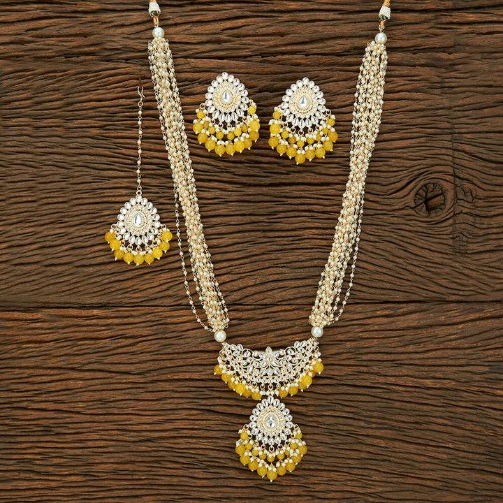 Indo Western Long Necklace With Gold Plating 109352