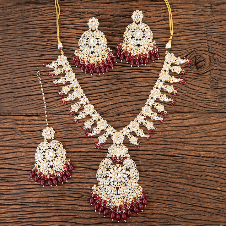 Indo Western Beads Necklace With Gold Plating 109449