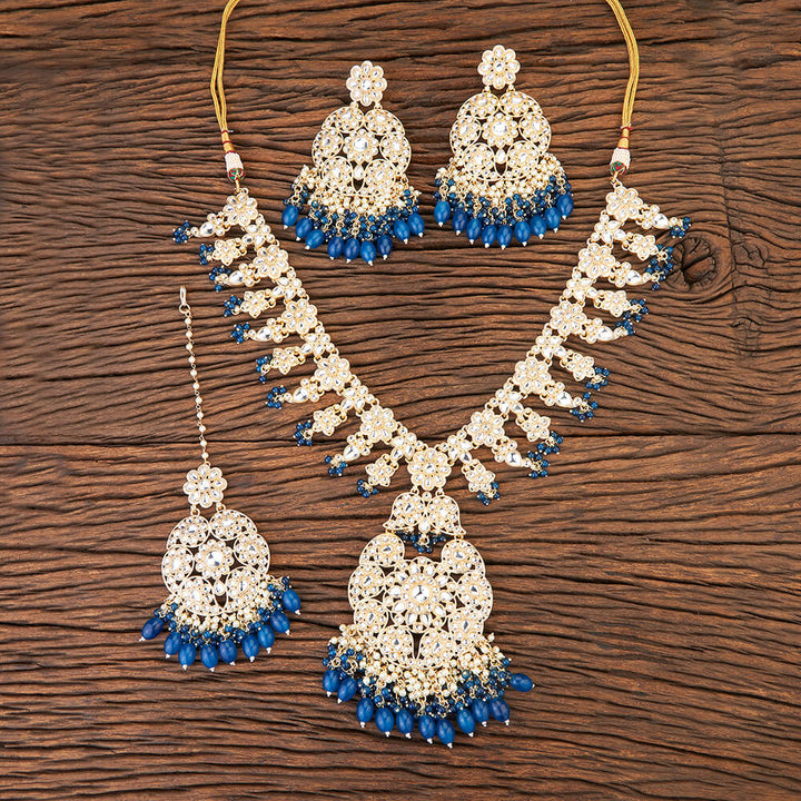 Indo Western Beads Necklace With Gold Plating 109449