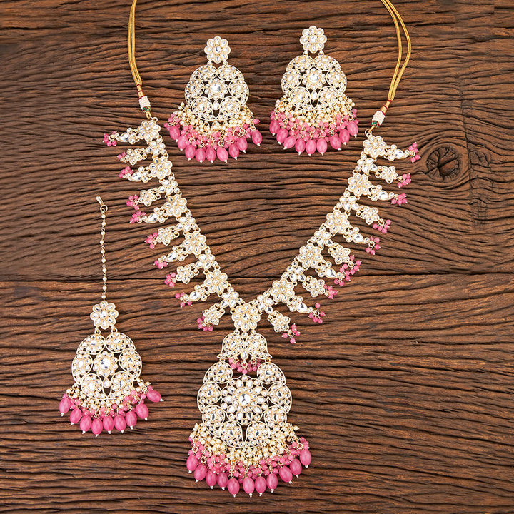 Indo Western Beads Necklace With Gold Plating 109449