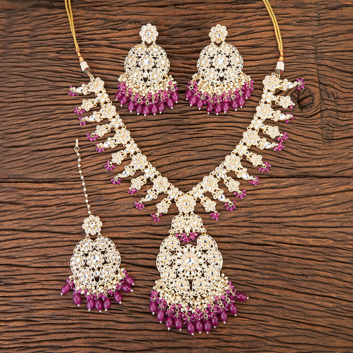 Indo Western Beads Necklace With Gold Plating 109449