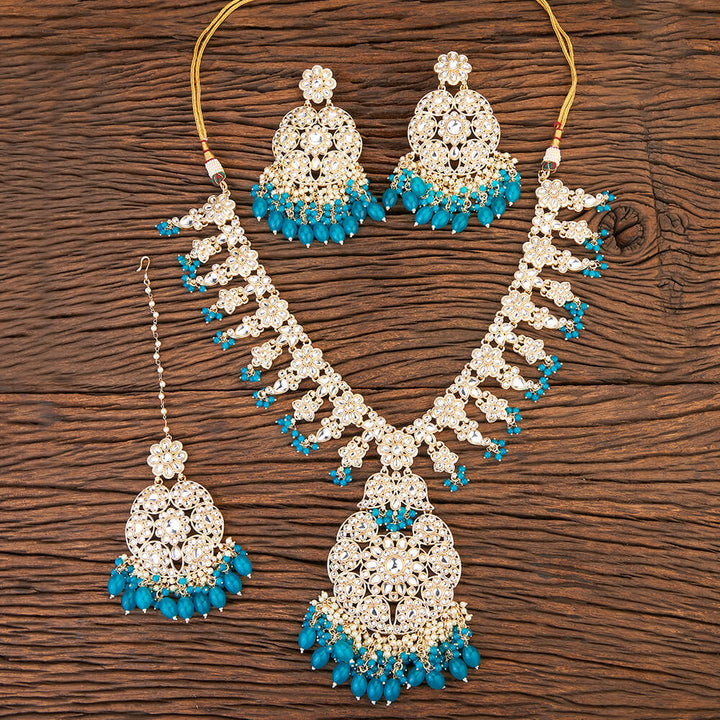 Indo Western Beads Necklace With Gold Plating 109449