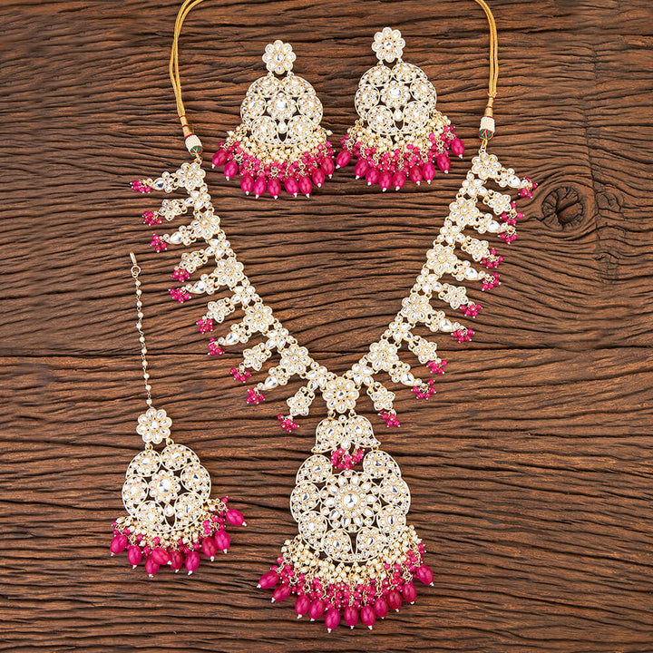 Indo Western Beads Necklace With Gold Plating 109449