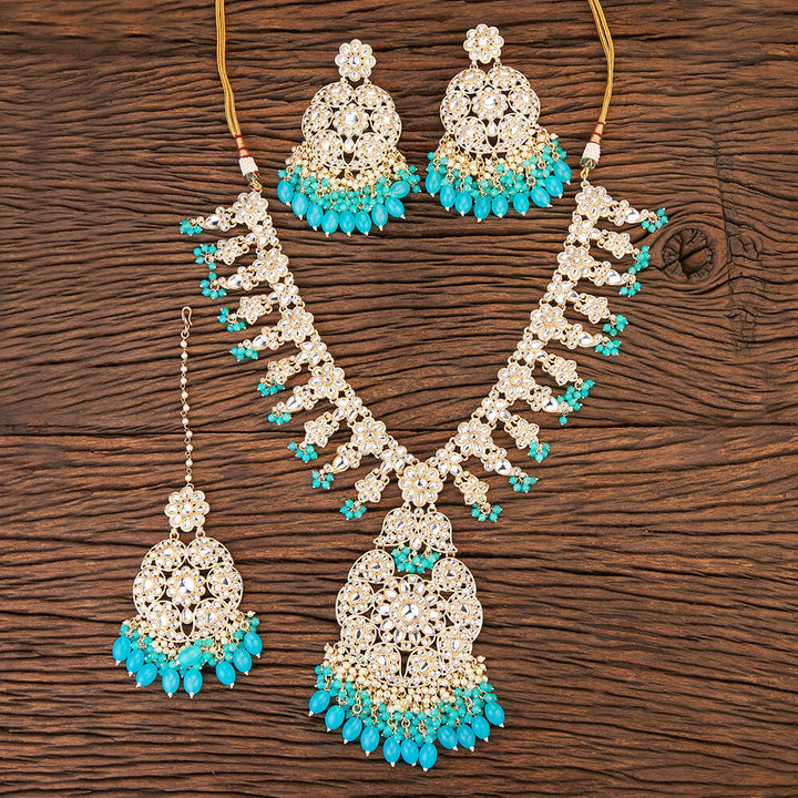 Indo Western Beads Necklace With Gold Plating 109449