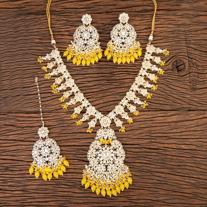 Indo Western Beads Necklace With Gold Plating 109449