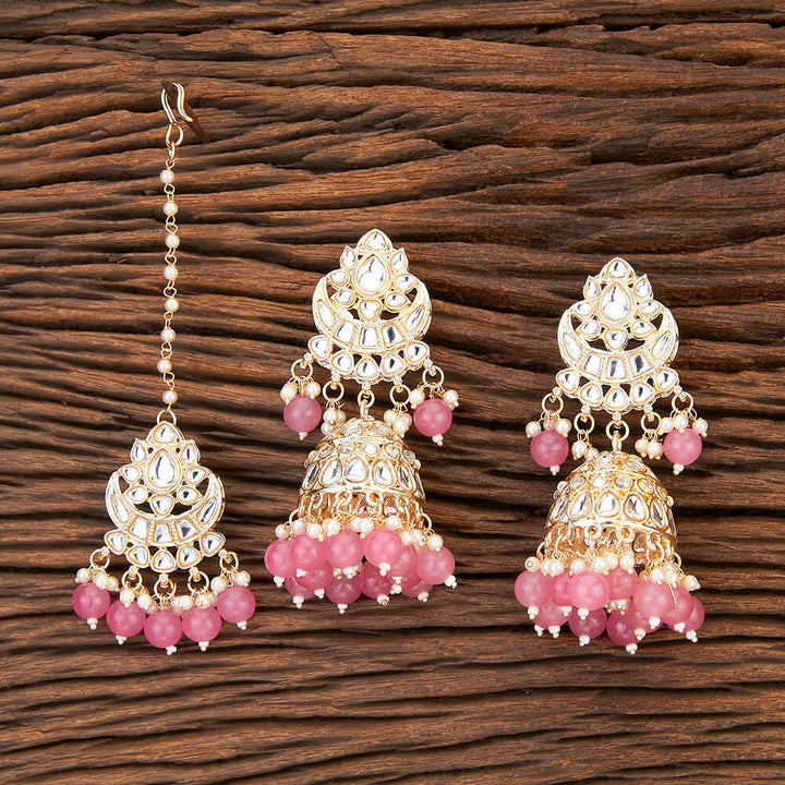 Indo Western Chand Earring Tikka With Gold Plating 109501