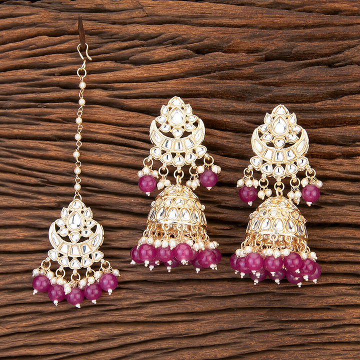 Indo Western Chand Earring Tikka With Gold Plating 109501