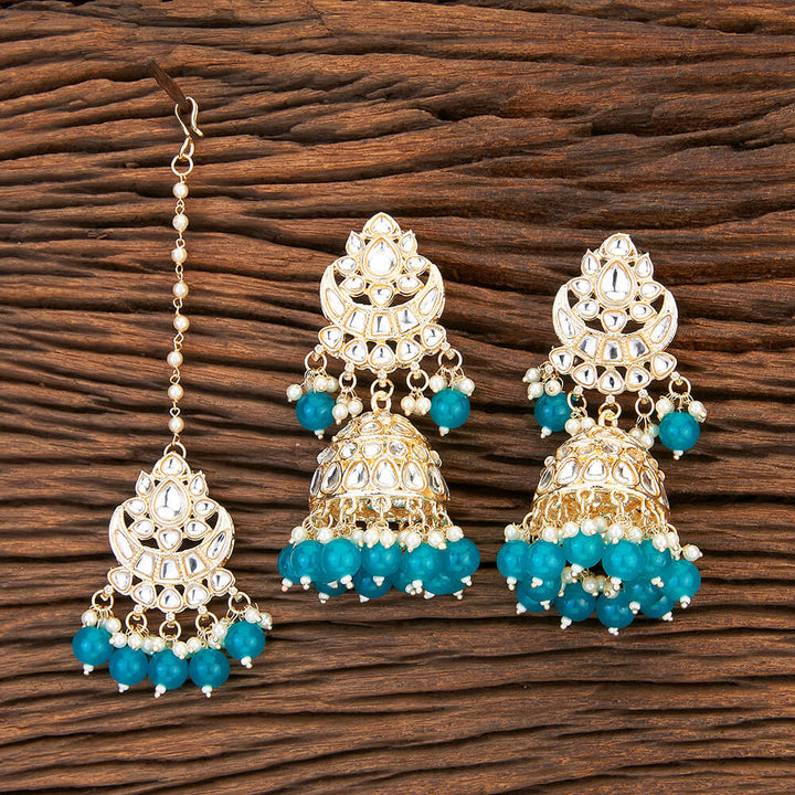 Indo Western Chand Earring Tikka With Gold Plating 109501