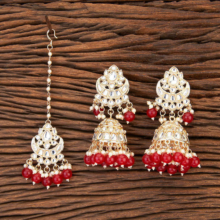 Indo Western Chand Earring Tikka With Gold Plating 109501