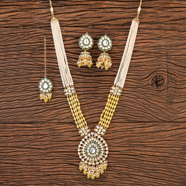 Indo Western Long Necklace With Gold Plating 109535