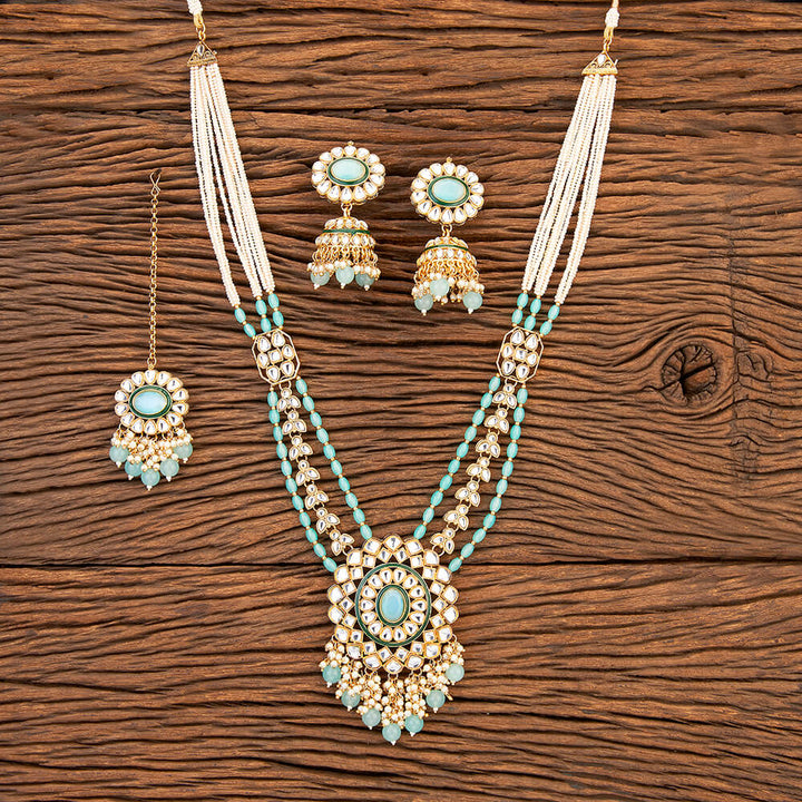 Indo Western Long Necklace With Gold Plating 109536