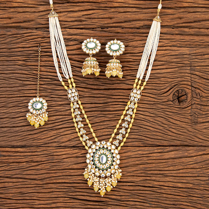 Indo Western Long Necklace With Gold Plating 109536