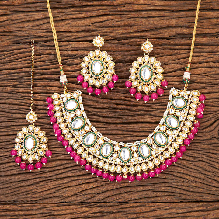 Indo Western Meenakari Necklace With Gold Plating 109537