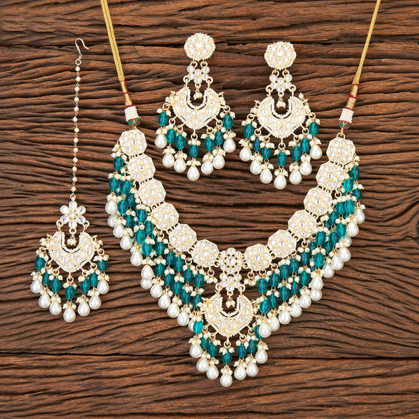 Indo Western Beads Necklace With Gold Plating 109569