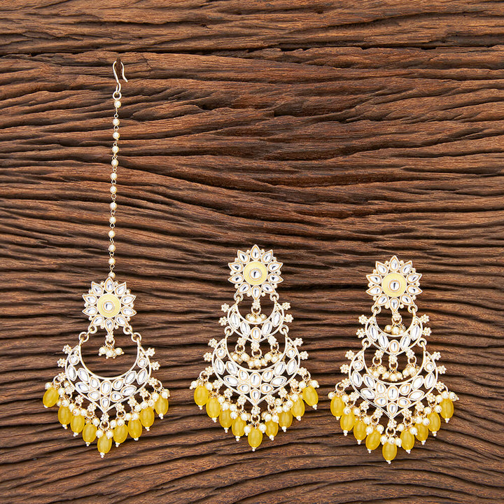 Indo Western Chand Earring Tikka With Gold Plating 109604