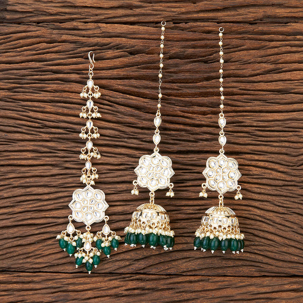 Indo Western Beads Earring Tikka With Gold Plating 109608