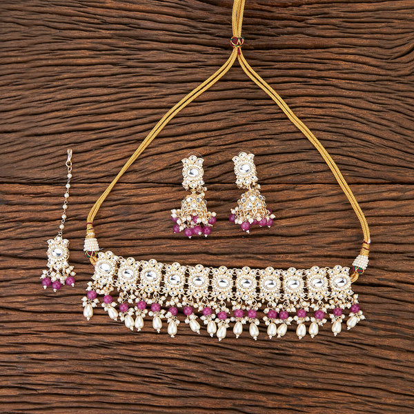 Indo Western Beads Necklace With Gold Plating 109635