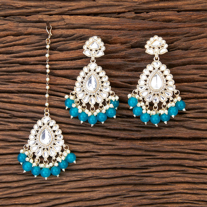 Indo Western Classic Earring Tikka With Gold Plating 109686