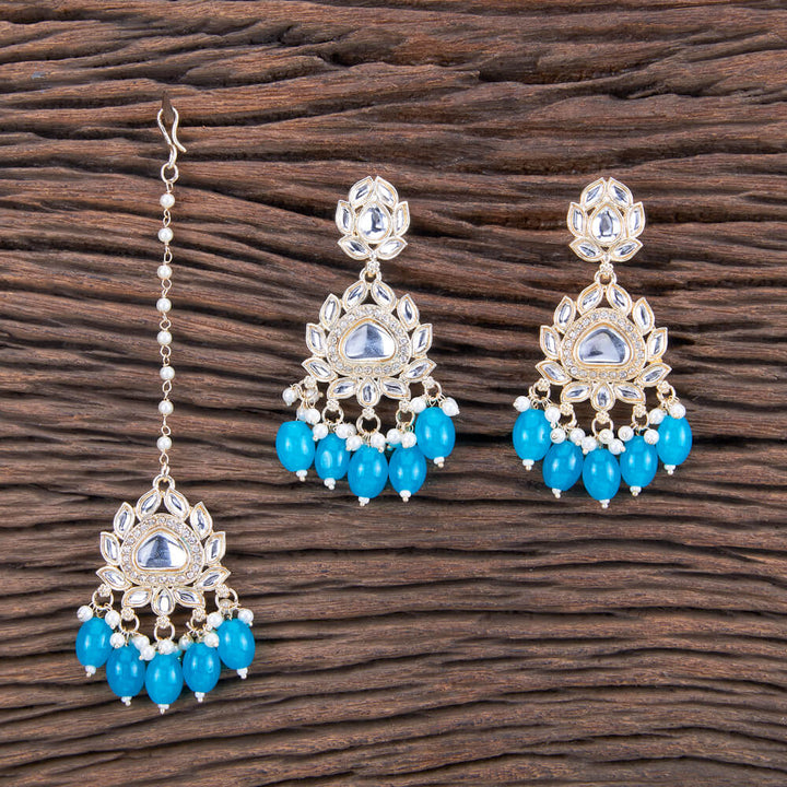 Indo Western Beads Earring Tikka With Gold Plating 109804