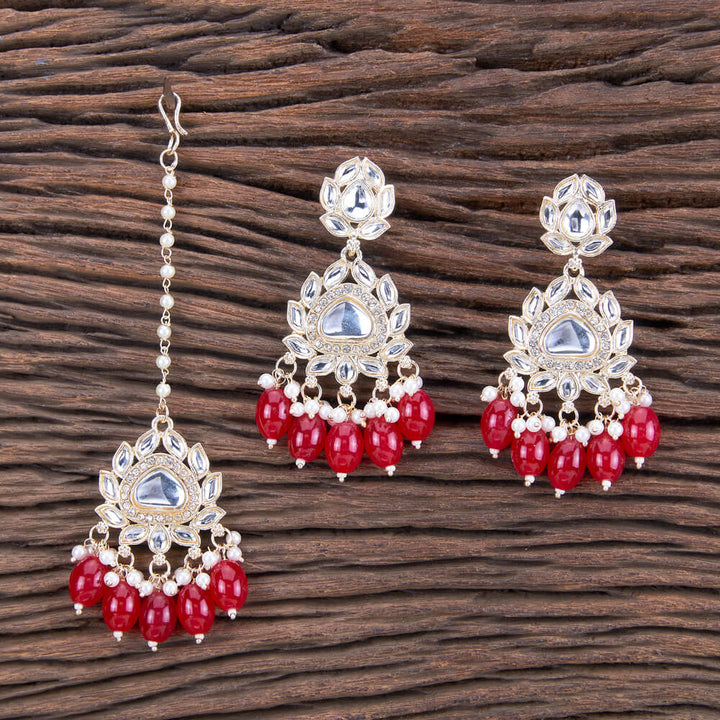 Indo Western Beads Earring Tikka With Gold Plating 109804